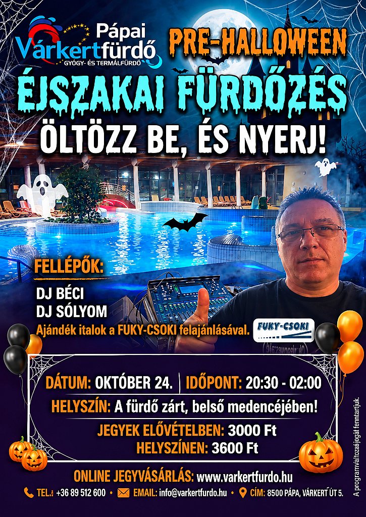 2026.10.24. ELŐ HALLOWEENi Éjszakai Fürdőzés